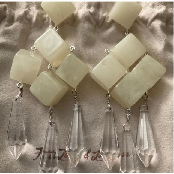 New $135 For Love & Lemons Gwen Clear Chandelier Dangle Earrings - Picture 6 of 7
